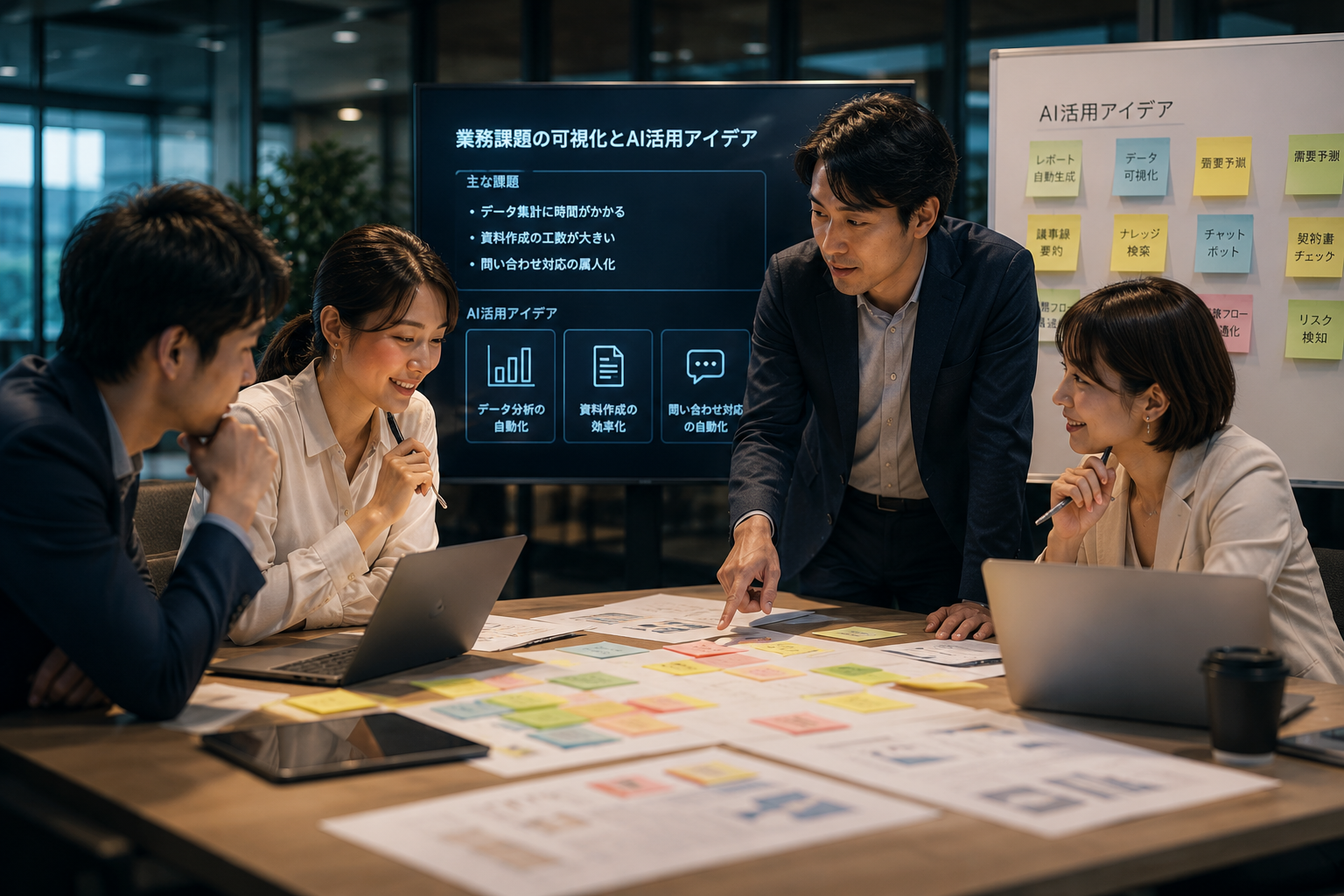 実務シナリオに沿ってAI活用を検討する訓練イメージ